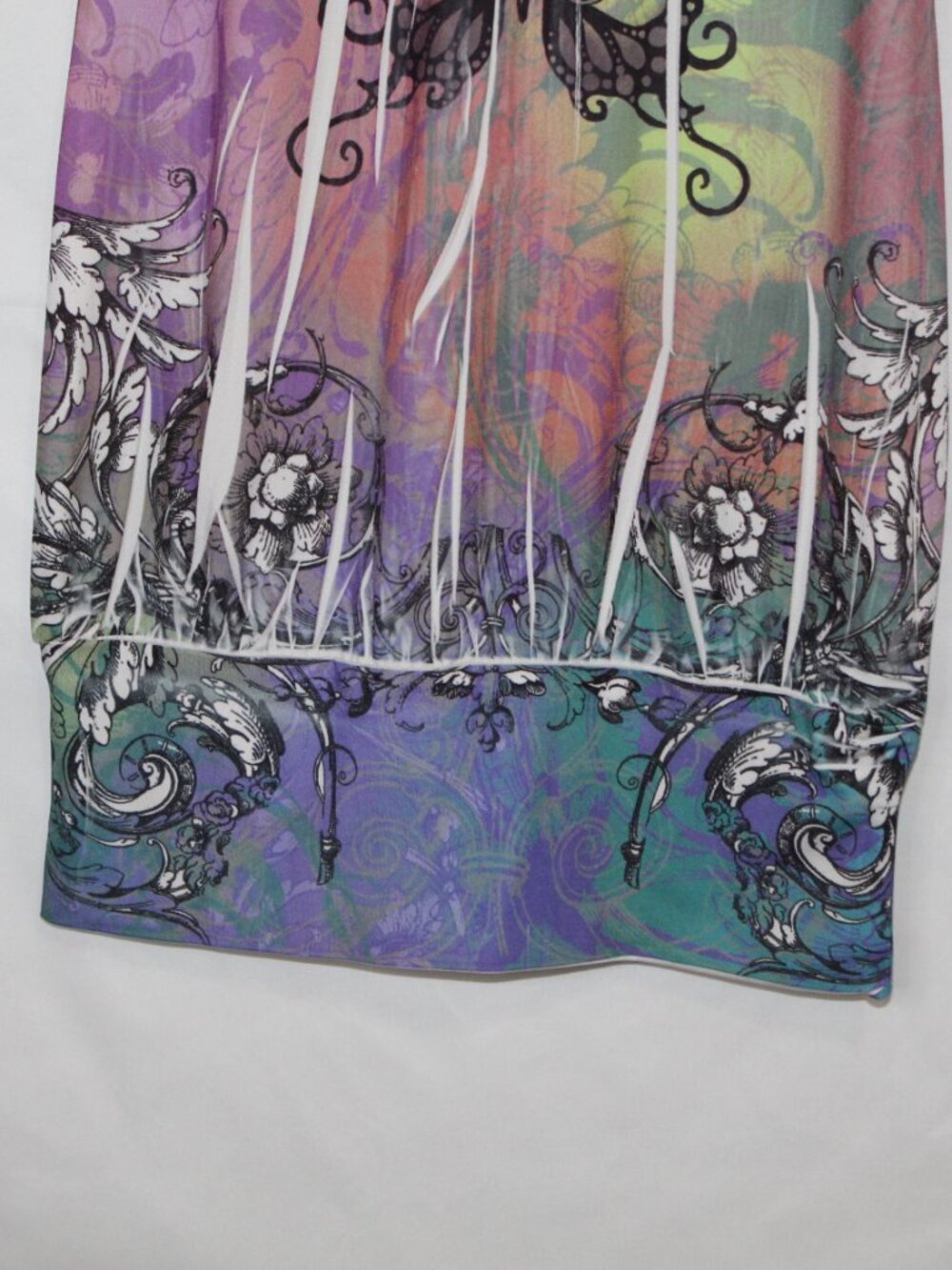 Y2K tattoo print tie dye bubble hem jersey shore colorful club dress L - Picture 10 of 10